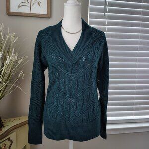 Sonoma - Long Sleeve - V Neck Sweater - Emerald Green - Medium